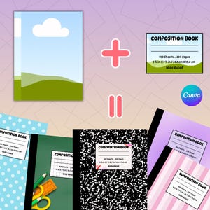 Composition Book Cover Template Bundle | Canva Editable Templates | Back to School Organization | School Notebook Covers | Instant Download