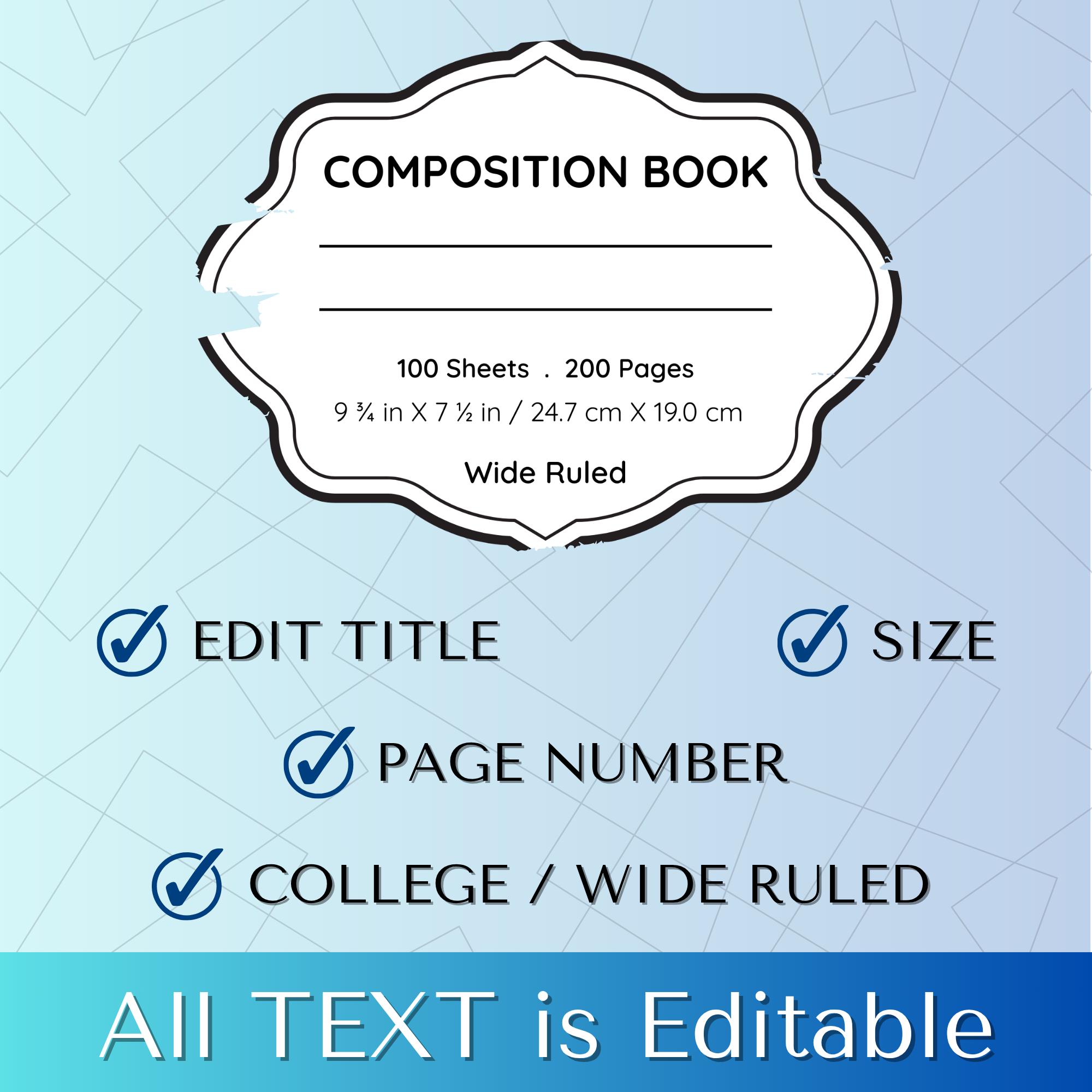 Editable Composition Book Labels: Back to School Organization (canva ...