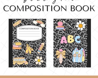 Printable Composition Notebook Cover: Back to School Clipart (Digital Download, PDF, PNG, JPG Files)