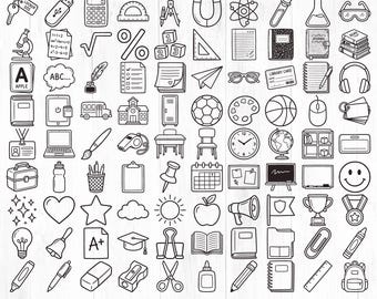 Bundel met SVG-pictogrammen voor school, klasdecoratie, clipart voor de docentenplanner (digitale download)