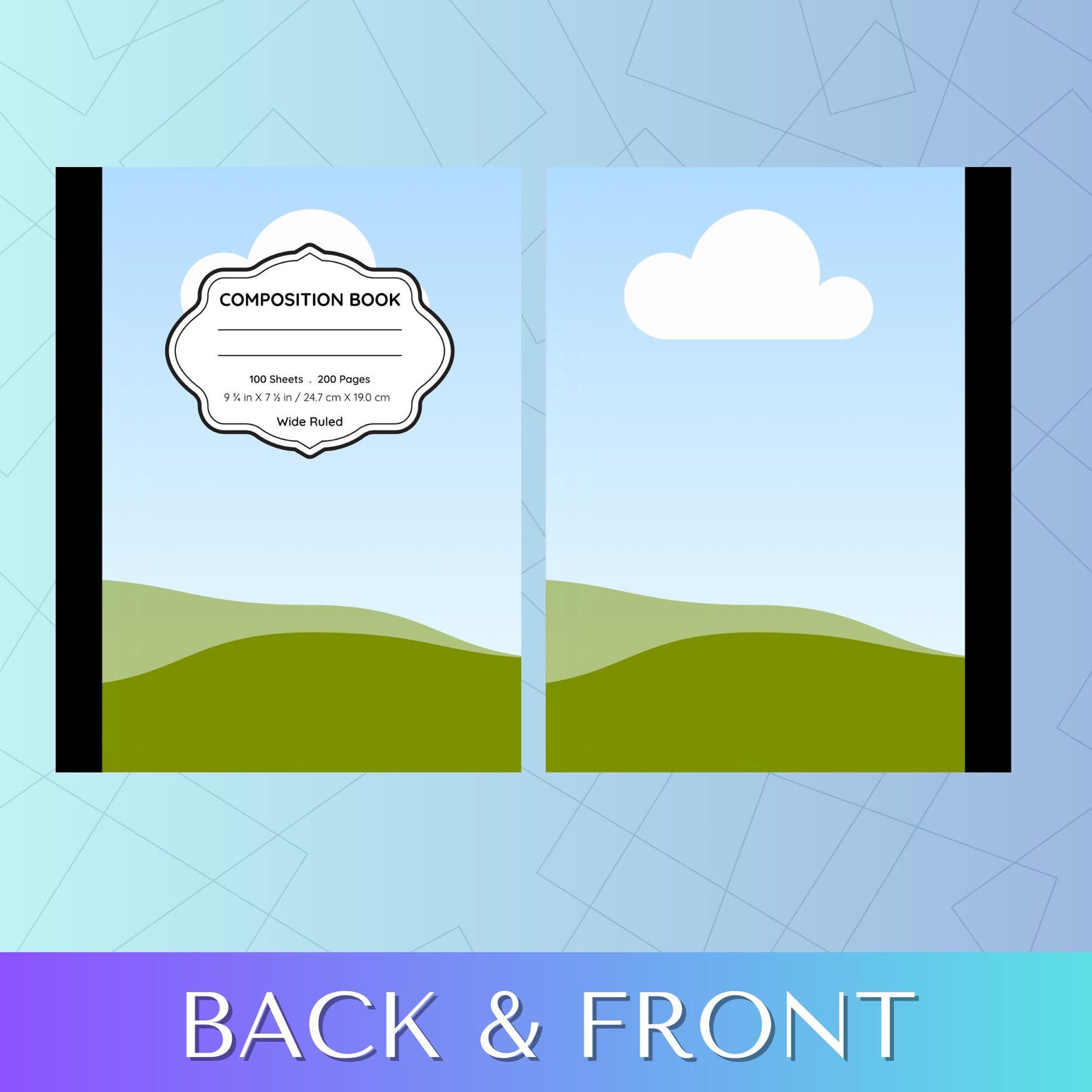 Composition Book Cover Template Bundle: Editable Canva Labels (instant ...