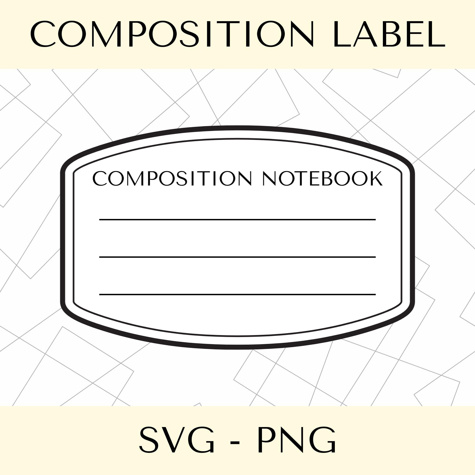 Composition Notebook Label | Cute School Supplies Digital Label Clipart | Printable Notebook Cover Bonus