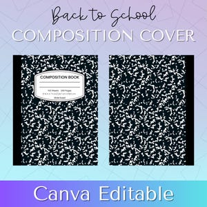 Editable Composition Notebook Cover Template | Canva Editable School Journal | Customizable Label & Colors | Teacher Gift Template