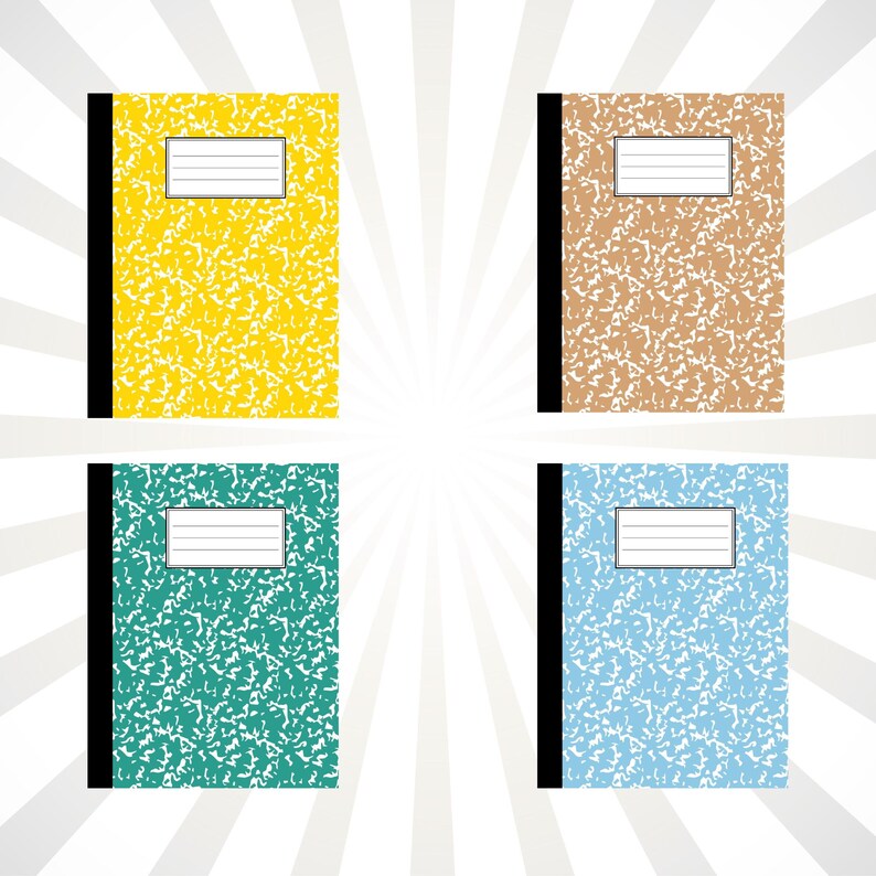 Marble Composition Notebook Cover Bundle: 25 Digital Designs (PNG, JPG ...