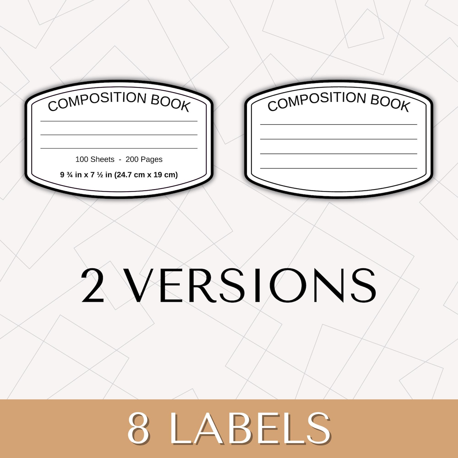 8 Composition Book Label Bundle | Composition Notebook Labels | School ...