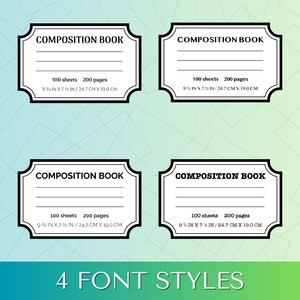 Composition Book Labels SVG Bundle: Printable Notebook Covers (digital ...