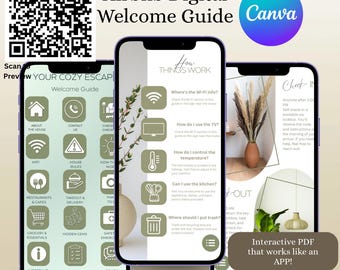 Airbnb Welcome Book Digital, Interactive Airbnb Welcome Guide Canva Template, VRBO Guest Guide, Vacation Rental Host Printable, Mobile PDF