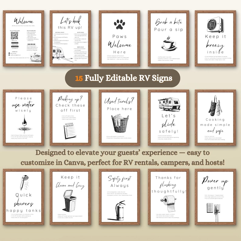 Signs For Rv Renters Editable RV Signs Canva Template Bundle, Printable RV Rental Sign ...