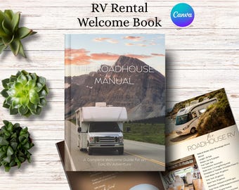 RV Welcome Book Template Editable Canva RV Manual Camper Binder Motorhome Welcome Kit Printable RV Host Guide Airbnb Welcome Guide rv canva