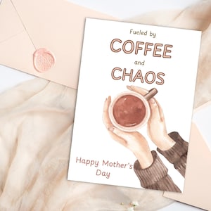 Cartão de Dia das Mães com Café Legal, Cartão de Saudações Exclusivo para o Dia das Mães, Mensagem Minimalista para o Dia das Mães com Café, Cartão Engraçado para a Mãe, Mãe Amante de Café