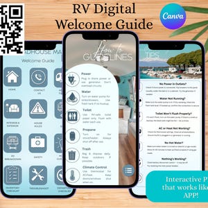 RV Welcome Guide | Editable Digital Guest Manual | Airbnb RV House Manual | Interactive PDF Template | Canva Editable rv Guide