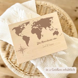 Personalisierte Erinnerungskiste für Reisende | Holzbox mit Weltkarte, Geschenk für Urlaubserinnerungen, personalisiertes Reiseerlebnis