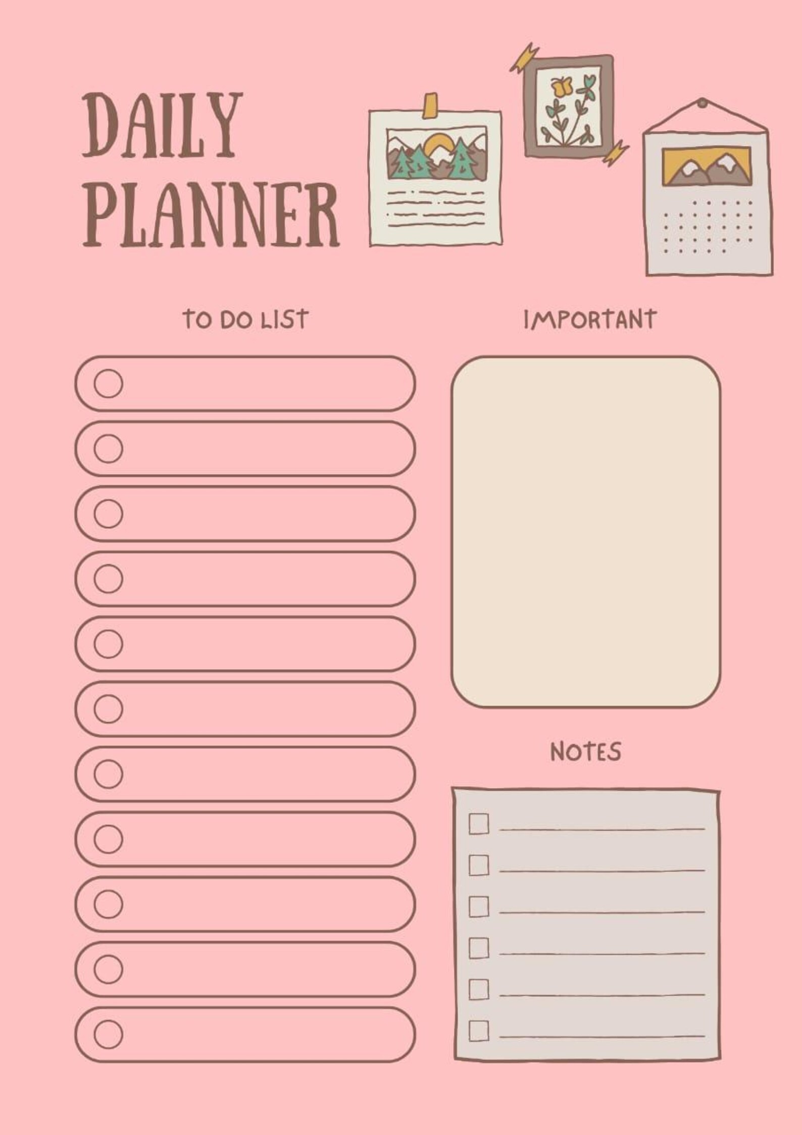 Aesthetic Daily Planner | Cute Pink Digital & Printable Planner ...