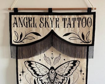 Handmade Personalised Canvas Wall Hanging Tapestry Banner - Tattoo Artist for Conventions