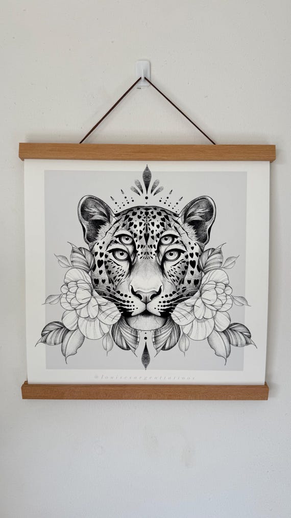 Leopard Fineline Tattoo Prints on Textured 280gsm Paper, 300x300mm