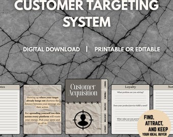 Sistema de Segmentação de Clientes | Guia de Perfil do Comprador Ideal | Planejador de Negócios para Impressão de 34 Páginas | Download Digital | Modelo de Avatar do Cliente
