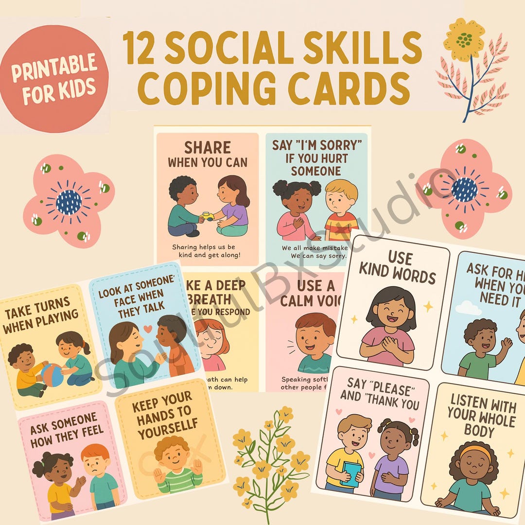Social Skills Coping Cards for Kids: SEL Activities (printable) - Etsy