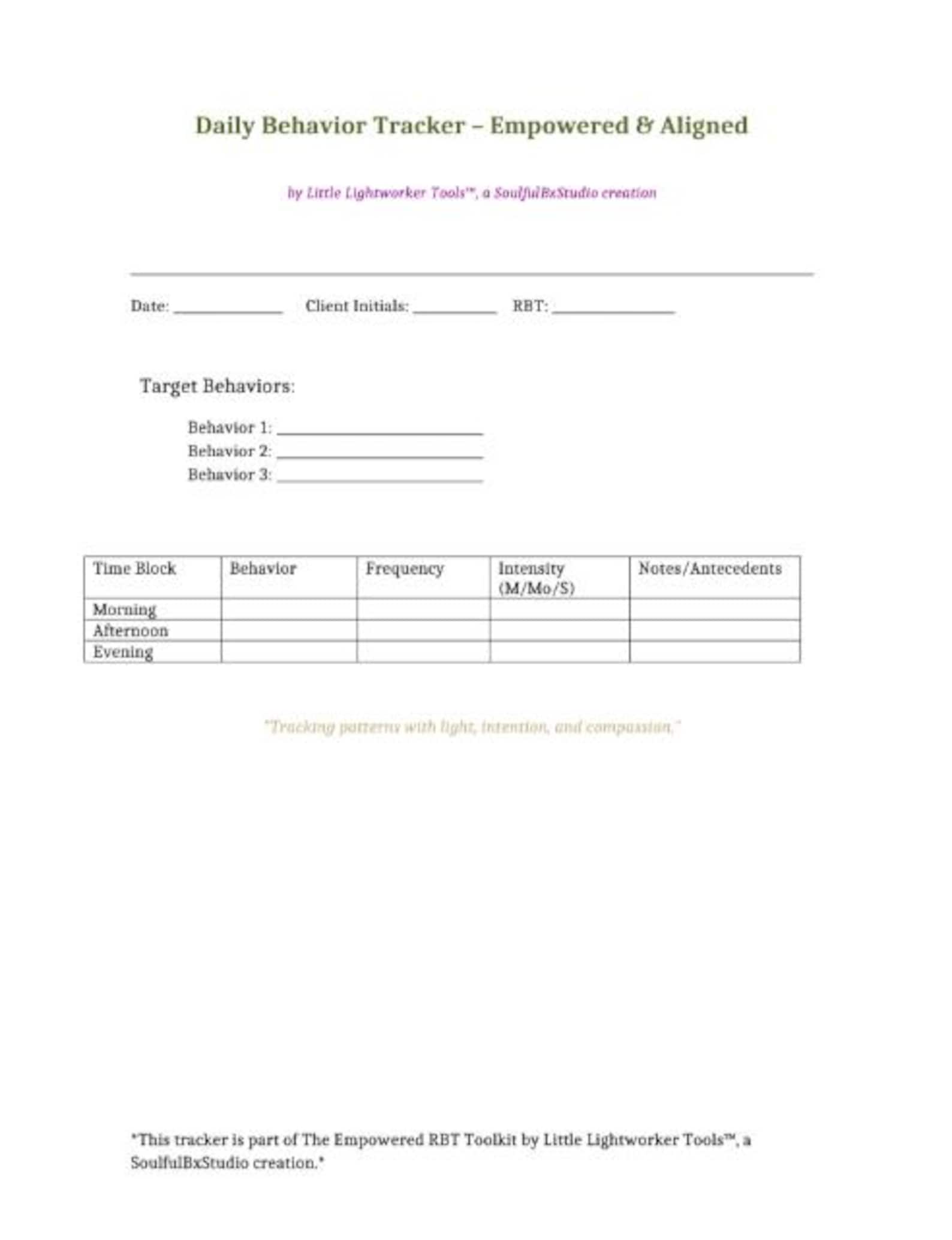 Editable RBT Toolkit: ABA Templates, Tracking Sheets + Bonus Guide ...