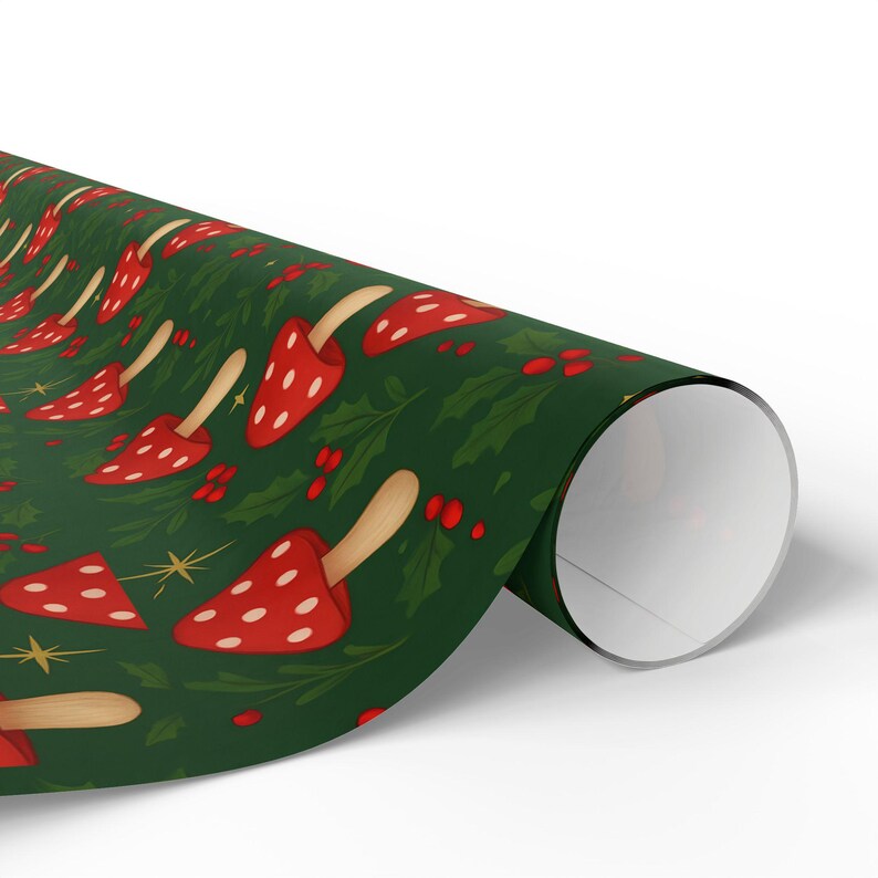 Kerstcadeaupapier Paddenstoelpatroon Feestdagen Inpakpapier Cadeaus Cadeaus Verjaardagscadeau Idee-cadeau afbeelding 2