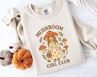 Pilz-Mädchen-Verein Sweatshirt | Gemütlicher Herbst Pullover für Frauen | Skurriles Herbstlaub Pilz Liebhaber Geschenk | Süßer Cottagecore Pullover