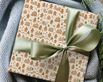 Gingerbread Wrapping Paper, Christmas Gift Wrap, Holiday Gift Wrapping, Secret Santa, Gingerbread Man Christmas Paper
