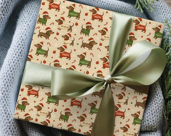 Dachshund Christmas Wrapping Paper | Funny Dog Lover Gift Wrap | Holiday Sausage Dog Paper | Secret Santa Gift Wrapping