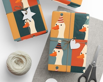 Cadeauverpakking Silly Goose: patroon verjaardagsdieren, mat of glanzend