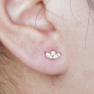 Sterling Silver Push Pin Labret Stud: Zirconia Threadless Flat Back Earring