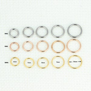 20G/18G/16G Titanium Hinged Click Huggie Earrings, Hinged Segment Nose Ring, Septum Click Hoop, Conch Hoop, Helix Hoop