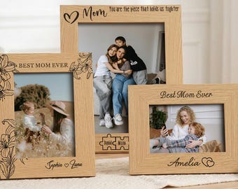 Porta-retratos de madeira personalizado para a mãe, presente para o Dia das Mães, porta-retratos personalizado para a avó, mamãe, lembrança de família.