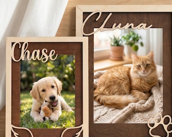 Cadre photo commémoratif pour animal de compagnie, cadre photo en bois personnalisé pour animal de compagnie, souvenir personnalisé chien chat, cadeau en cas de perte d'un animal de compagnie, souvenir du pont arc-en-ciel