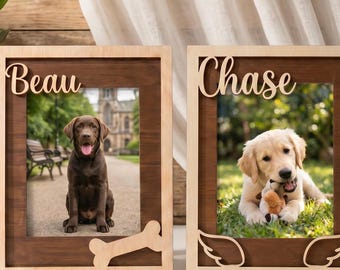 Regalo conmemorativo para perros, marco de fotos de madera personalizado para perros, marco de fotos personalizado para mamás perrunas, recuerdo por la pérdida de una mascota, regalo del Puente Arcoíris