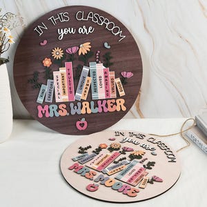 Custom Teacher Name Sign Plate for Desk,Teacher Classroom Decor,Personalized 3D Teacher Door Hanger,Teacher Welcome Sign,Teacher Name Plate