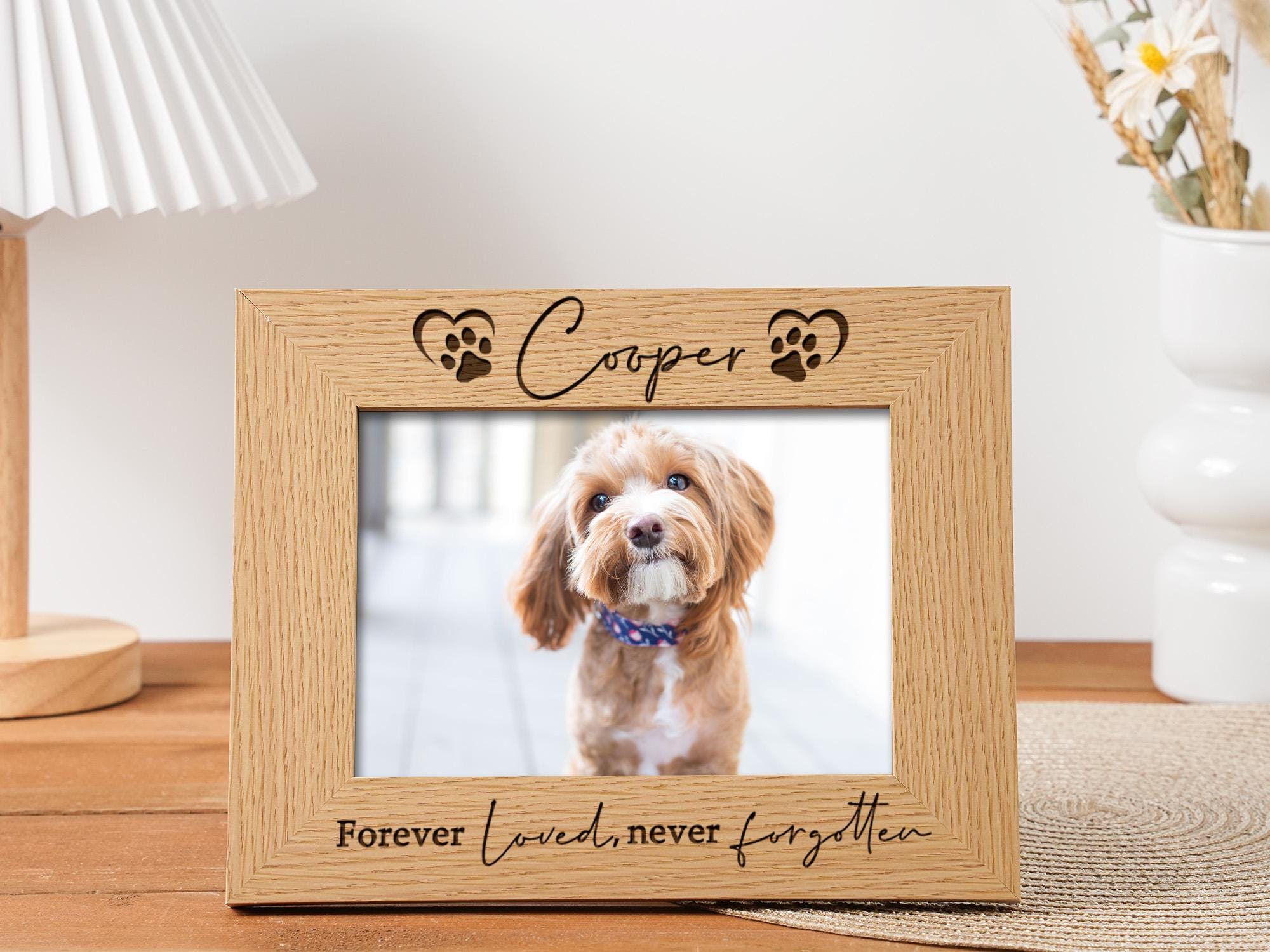 Personalized Pet Memorial Photo Frame, Engraved Cat & Dog Remembrance ...