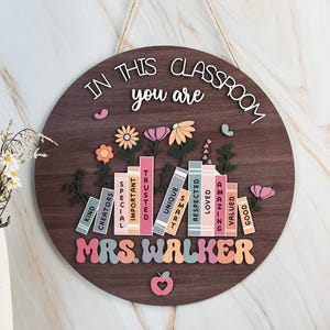 Personalized 3D Teacher Door Hanger,Teacher Classroom Decor,Custom Teacher Name Sign Plate for Desk,Teacher Name Plate,Teacher Welcome Sign