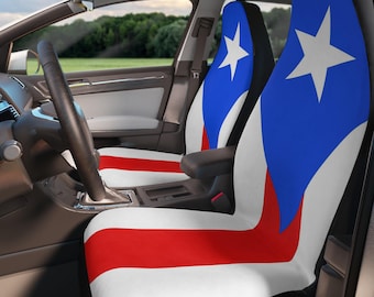 Fundas para asientos de coche con diseño de estrella y bandera de Puerto Rico / Protector de asiento de poliéster / ¡ASIENTOS NO INCLUIDOS!