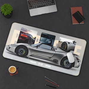 Porsche 918 Spyder Desk Mat - Automotive Decor, Office Accessories, Gift for Car Enthusiasts, Gamer Stationery, Unique Desk Organizer
