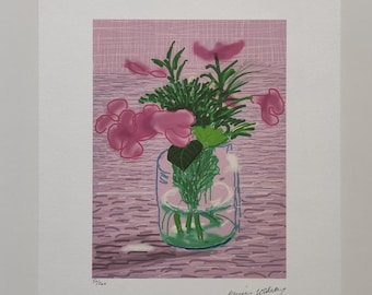 Lithograph David Hockney Signed Flowers Certificate SPADEM Paris