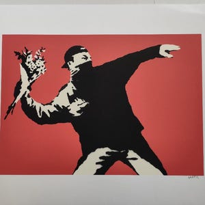 Banksy Flower Thrower Signed Art Print with a Certificate