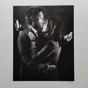 Banksy Signed Lithograph Mobile Lovers with a Certificate