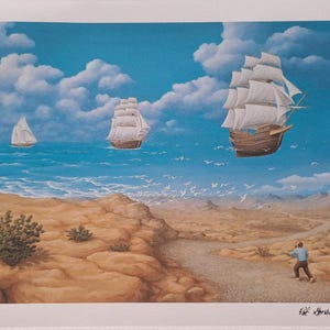 Rob Gonsalves Signed - In Search For Sea - Collectable Lithograph - Magic Realism Painting