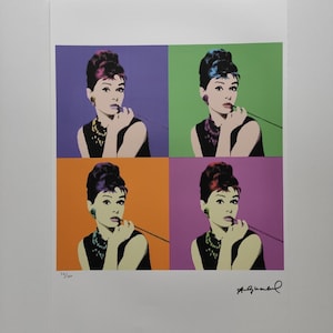 Audrey Hepburn Pop Art Andy Warhol Lithograph Signed Certificate Leo Castelli