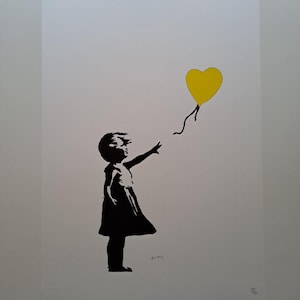 Lámina artística de Banksy: Chica con globo y certificado