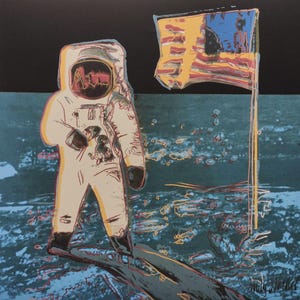 Litografia in edizione limitata firmata da Andy Warhol - Moonwalk (Astronauta) - Certificato CMOA