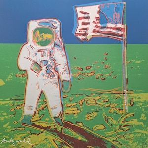 Litografia in edizione limitata firmata da Andy Warhol - Moonwalk (Astronauta) - Certificato CMOA