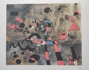ジョアン・ミロ サイン入り「抽象人物」 - オリジナルリトグラフ