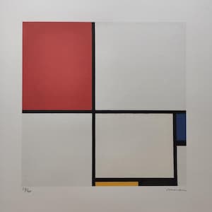 Piet Mondrian Signed - Composition in Red - Certificate