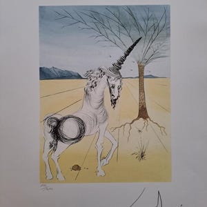Litografia firmata a mano di Salvador Dalì - Unicorno molto speciale