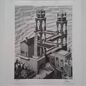Escher Print Signed - Impossible World - Collectable Lithograph
