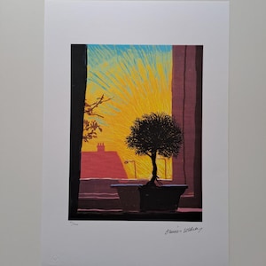 Hockney Splash Lithograph David Hockney Signed Window at Sunset Certificate Shakespeare Arts